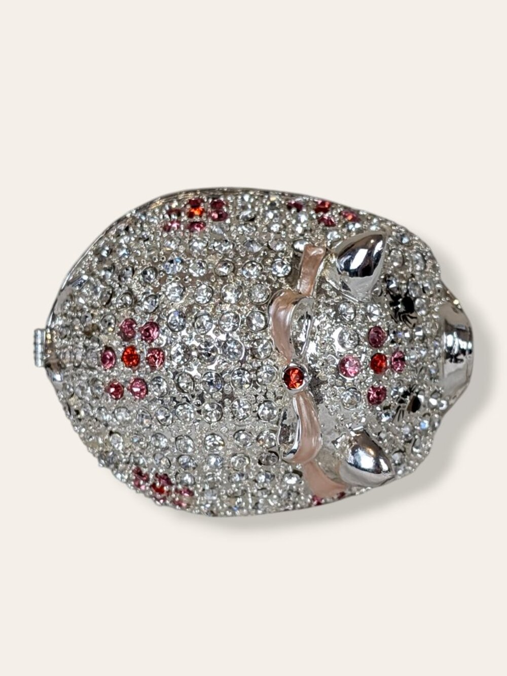 White & Pink Rhinestone Pig Trinket Box - Picture 5 of 8